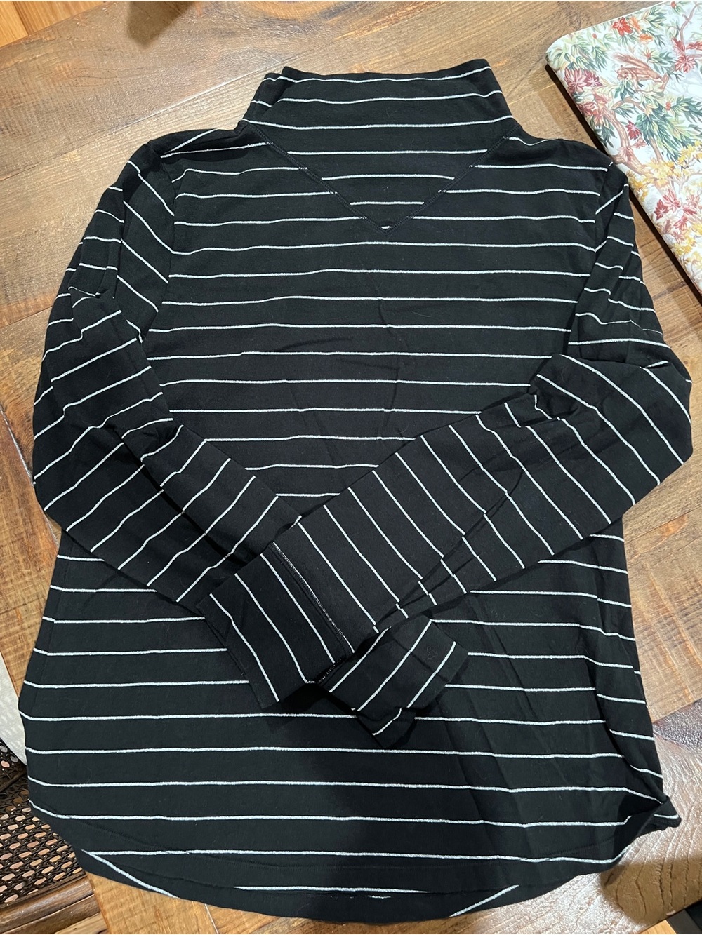 Talbots Women Black Striped Long-Sleeve Shirt